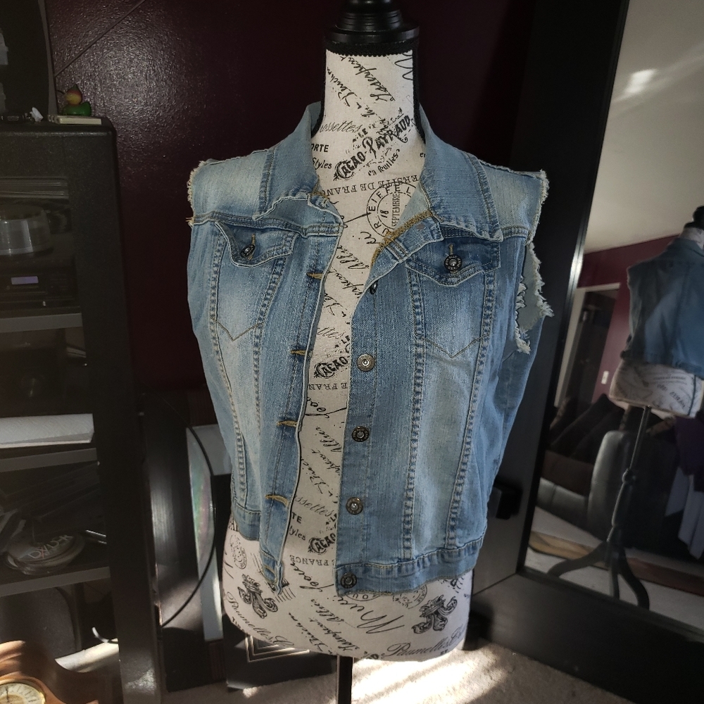 Light Blue Denim Vest Jacket